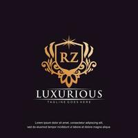 RZ initial letter luxury ornament gold monogram logo template vector art.