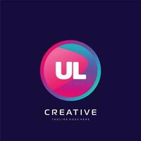 UL initial logo With Colorful template vector