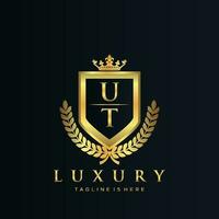 UT Letter Initial with Royal Luxury Logo Template vector