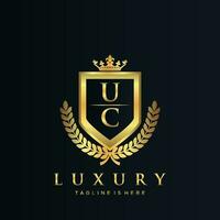 UC Letter Initial with Royal Luxury Logo Template vector