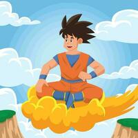 Young Boy Riding Cloud vector