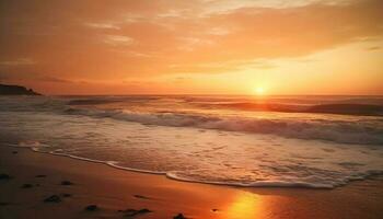 Sunrise on the beach with beautiful seascape view. Get away and holiday concept photo