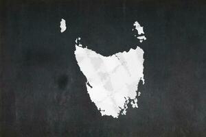 Map of the State of Tasmania drawn on a blackboard photo