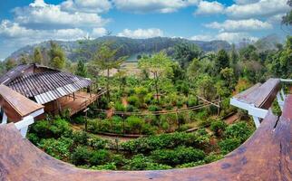 verde paisaje en del Norte Tailandia con azul nublado cielo foto