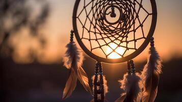 Dreamcatcher - Native American Decoration At Sunset, photo