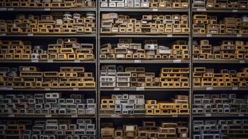 Rows Of Shelves With Boxes In Warehouse, photo