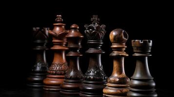 Strategy games, chess pieces on a dark background, challenge concept, photo