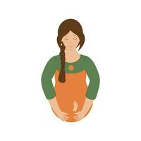 Character Of Pregnant Lady On White Background. vector