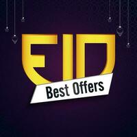 Eid Sale Poster Design With Best Offers On Purple Background. vector