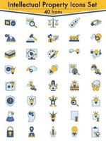 Set Of 40 Intellectual Flat Icon In Yellow And Blue Color. vector