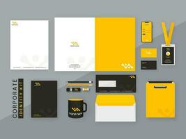 Presentation Of Corporate Identity Kits On Gray Background For Company. vector