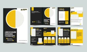 Set Of Bi-Fold Brochure Template Design With Space For Product Image On Gray Background. vector