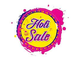 Sticker Style Holi Sale Font On Colorful Brush Effect Circular Background. vector