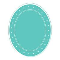 Empty Oval Frame Or Label, Sticker Element In Blue Color. vector