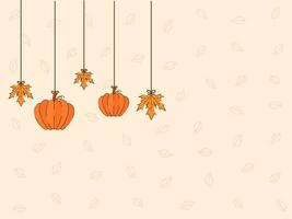 Thanks Giving Festival Concept with Pumpkin, Autumn Leaves. vector