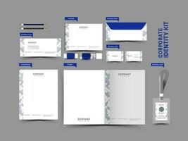 Presentation Of Corporate Business Kits On Gray Background For Company. vector