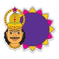 King Mahabali Face With Empty Mandala Frame On White Background. vector