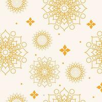 Seamless Mandala Pattern Background In Pink And Chrome Yellow Color. vector