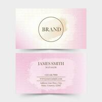 Horizontal Business Card Template With Geometric Flower Pattern In Pink And White Color. vector