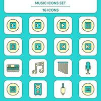 Music Icon Or Symbol In Turquoise And Yellow Color. vector