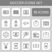 Illustration Of Soccer Icon Set In Black Stroke. vector