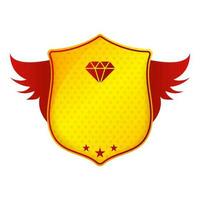 Diamond Shield Badge With Wings On White Background. vector