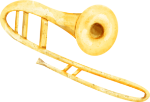 instrumento de música trombone aquarela png