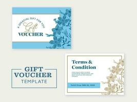 Editable Gift Voucher Template Decorated With Floral In Front And Back View. vector