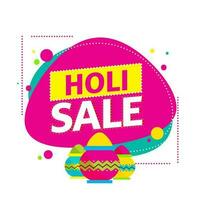 Indian festival of colours, Holi Sale concept, beautiful traditional pots with full of dry colours against colorful abstract and white background for your text space. vector