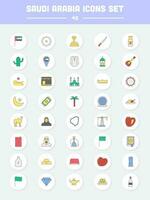 40 Colorful Saudi Circles Icon Set In Flat Style. vector