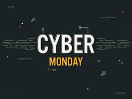 Cyber Monday Text With Digital Lines On Black Background For Advertising. vector