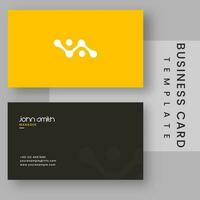 Front And Back Presentation Of Business Card Template In Chrome Yellow And Black Color. vector