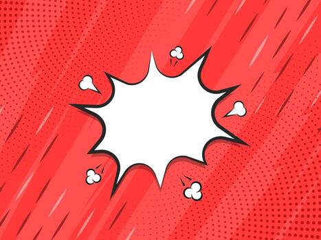 Blank Starburst Frame With Clouds Against Red Dotted Background. vector