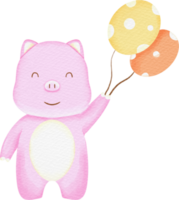 watercolor cute animal character png