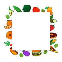 Colorful fruits and vegetables, post with text space for world food day. vector
