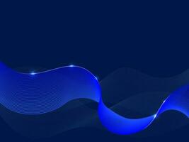 Abstract Wavy Lines Motion Background In Blue Color. vector