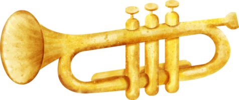 vattenfärg trumpet musik instrument png