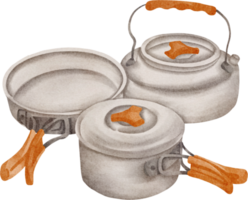 watercolor camping pot png