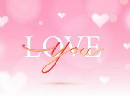 Love Font Font With Hearts Decorated On Glossy Pink Bokeh Background. vector