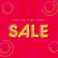 Sale Poster Design With Circles On Red Background For Limited Time Only. vector