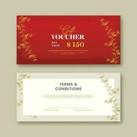 Gift Voucher Banner Design With Double Side In Red And White Color. vector