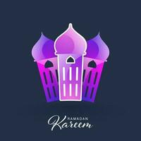 Ramadan Kareem Celebration Concept With Gradient Mosque On Slate Grey Background. vector