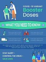 Covid-19 Variant Booster Doses Poster Or Template Design In Blue Color. vector