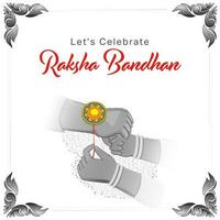 Lets Celebrate Raksha Bandhan Message Text With Close View Of Sister Tying Rakhi To Her Brother On White Background. vector