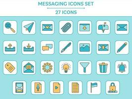 Blue And Orange 27 Messaging Square Icon Set In Flat Style. vector