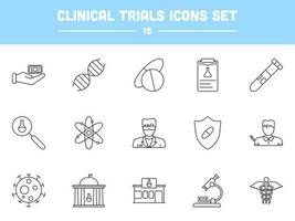 Black Stroke Illustration Of Clinical Trials Icon Set. vector