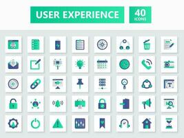 Green And Blue User Experience Flat Icon Or Symbol On White Square Background. vector