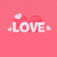 Love Font With Hearts On Pink Background. vector