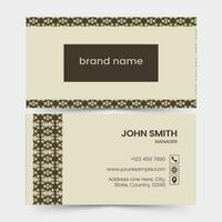Front And Back Side Of Business Card Template Layout In Brown Color. vector
