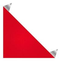 blanco rizo papel etiqueta triángulo forma en rojo y plata color. vector
